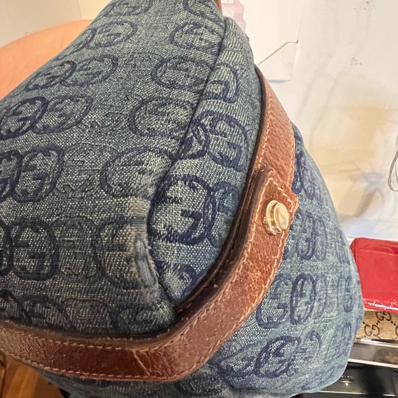 GUCCI Abbey Denim Leather Tote Bag with leather trim - Picture 6 of 10